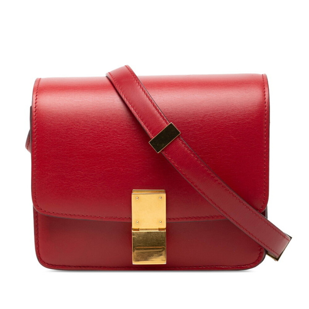 Celine Classic Box Crossbody Shoulder Bag, Red Leather, Women's CELINE